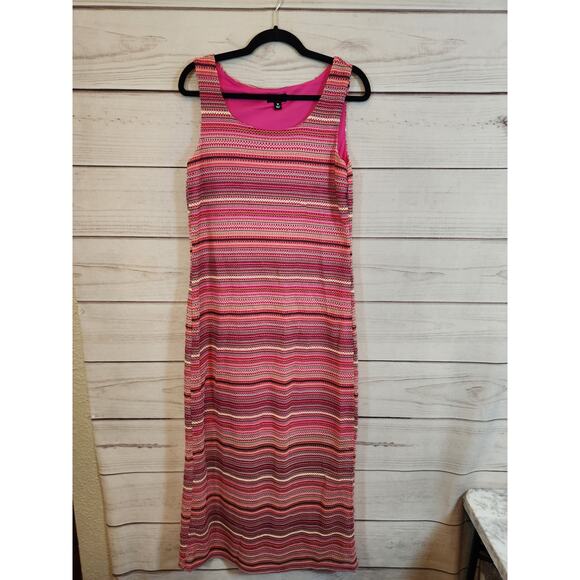 Tacera Women's Multicolor Striped Sleeveless Stretch Tank Maxi Dress Size Medium - Picture 1 of 6